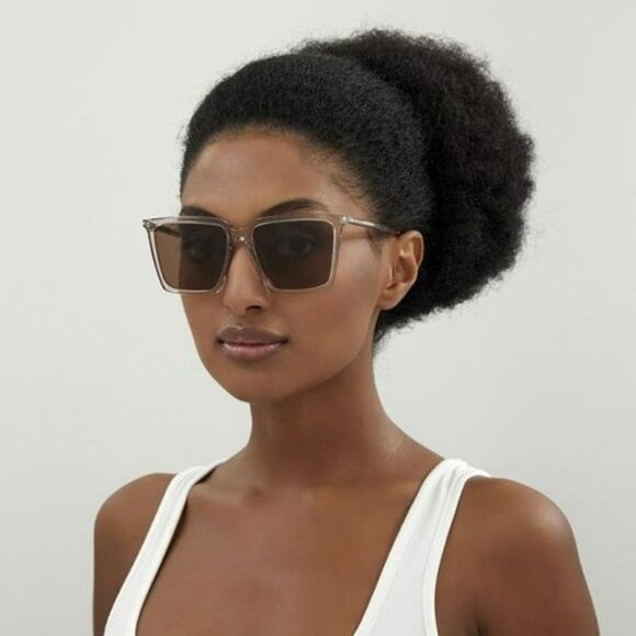 NEW Saint Laurent SL474 003 Nude Brown Square Unisex Sunglasses - Picture 1 of 12